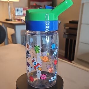 17 fl oz Space Theme Flip Top Plastic Water Bottle NWOT